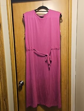 Sonoma Sleeveless Magenta Tie-Waist Maxi Dress